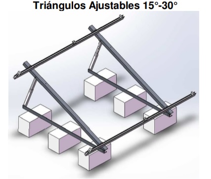 Triángulos Ajustables 15°-30° Paquete completo para 2 módulos.