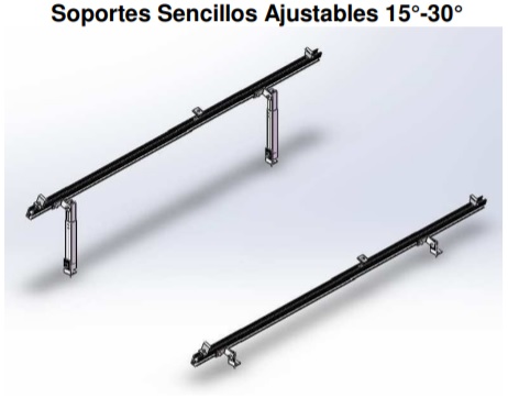 [ES2] Soportes Sencillos Ajustables 15°-30° Paquete completo para 2 módulos. 